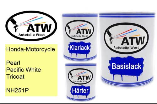 Honda-Motorcycle, Pearl Pacific White Tricoat, NH251P: 1L Lackdose + 1L Klarlack + 500ml Härter - Set, von ATW Autoteile West.